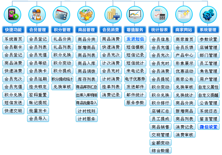 智络连锁会员管理系统功能结构图